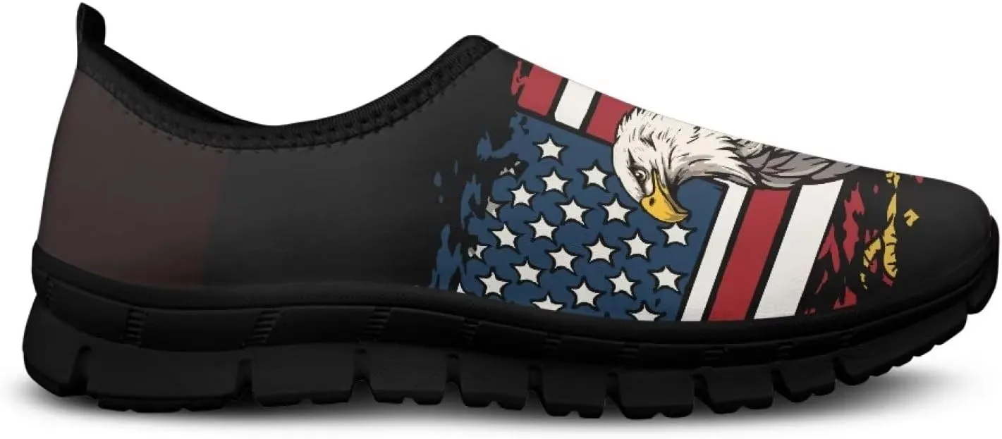American Flag Mens Slip On Running Walking Shoes Lightweight Fashion Gym Sneakers Non Slip Workout Shoes Breathable Loafer SizeUS 5-14