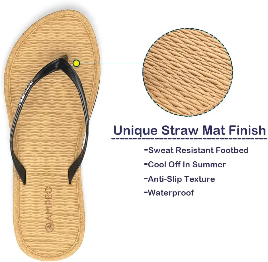 Ampeo Women's Flip Flops Comfortable Lightweight Summer Beach Quick-Dry Thong Flat Sandals