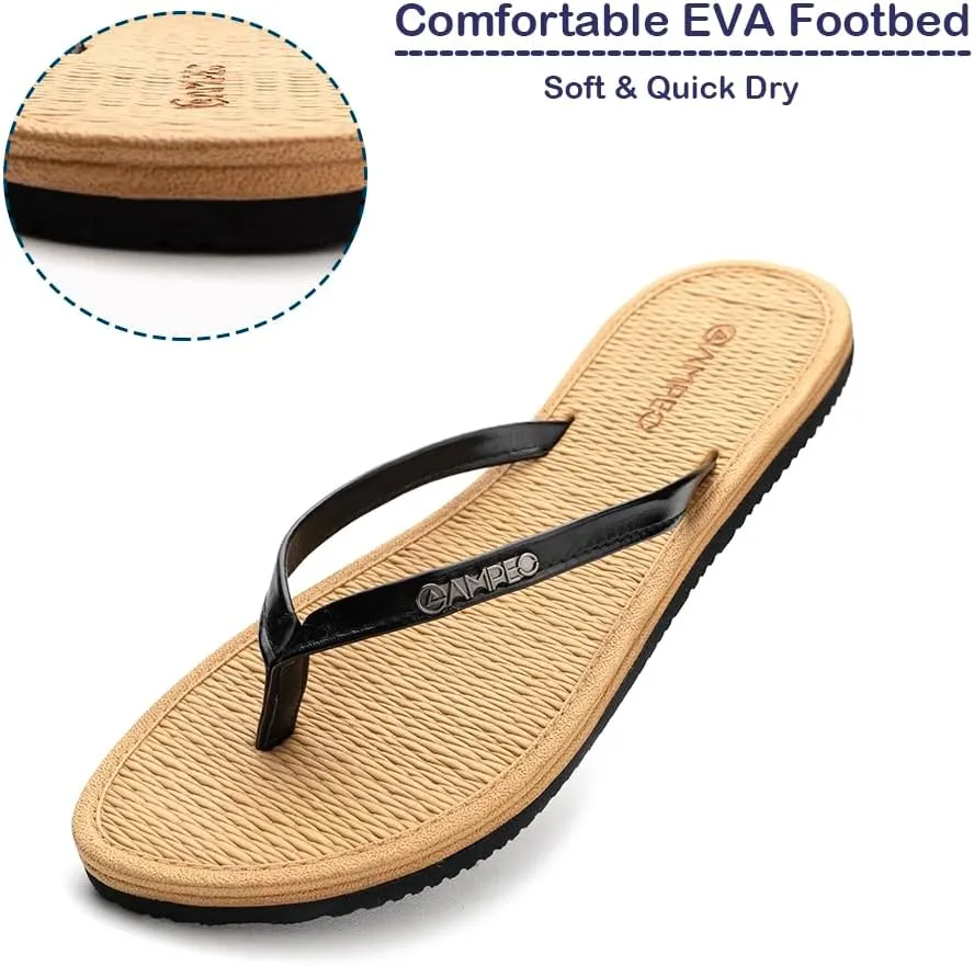 Ampeo Women's Flip Flops Comfortable Lightweight Summer Beach Quick-Dry Thong Flat Sandals
