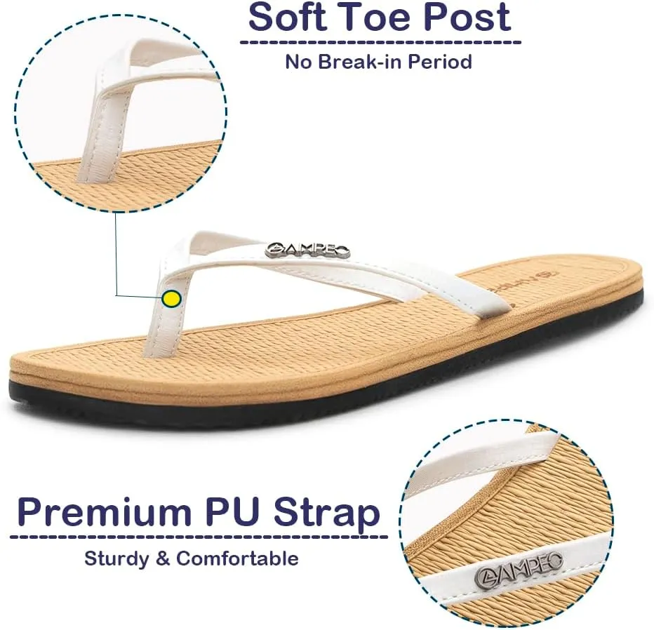 Ampeo Women's Flip Flops Comfortable Lightweight Summer Beach Quick-Dry Thong Flat Sandals