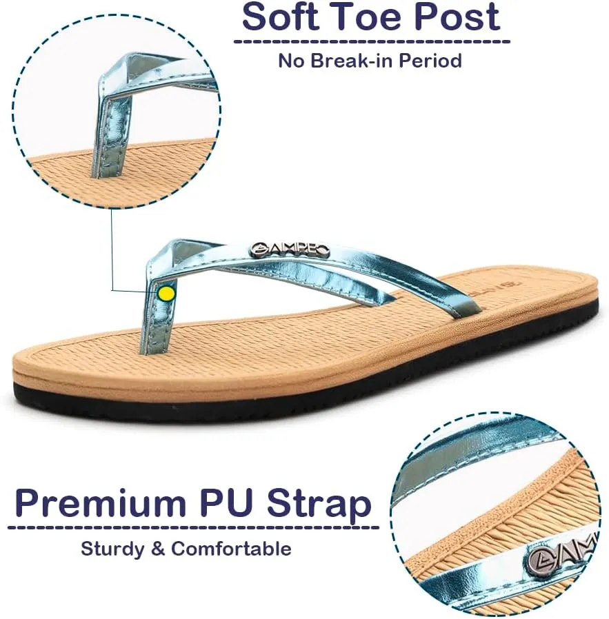 Ampeo Women's Flip Flops Comfortable Lightweight Summer Beach Quick-Dry Thong Flat Sandals