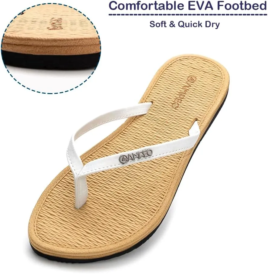 Ampeo Women's Flip Flops Comfortable Lightweight Summer Beach Quick-Dry Thong Flat Sandals