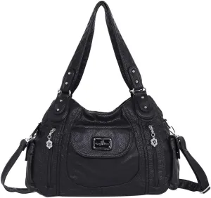 Angel Kiss Purses for Women, Large Shoulder Bag Hobo Tote Purse Mutipocket Faux Leather Satchel Hobo Purse