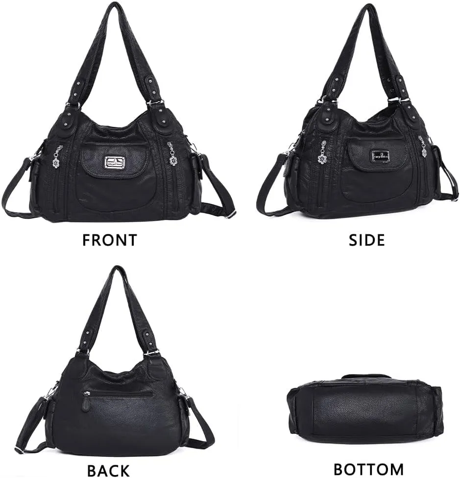 Angel Kiss Purses for Women, Large Shoulder Bag Hobo Tote Purse Mutipocket Faux Leather Satchel Hobo Purse