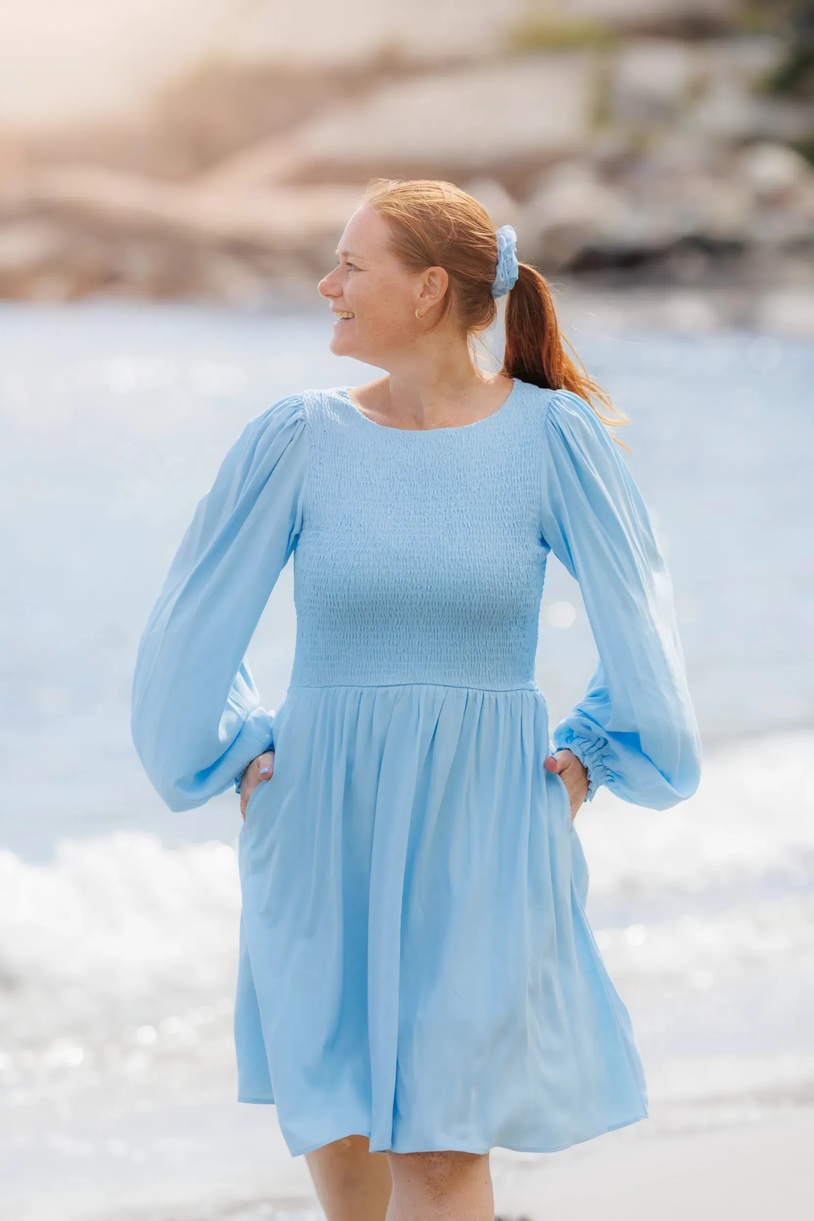 Anna Solid kjole - Airy Blue