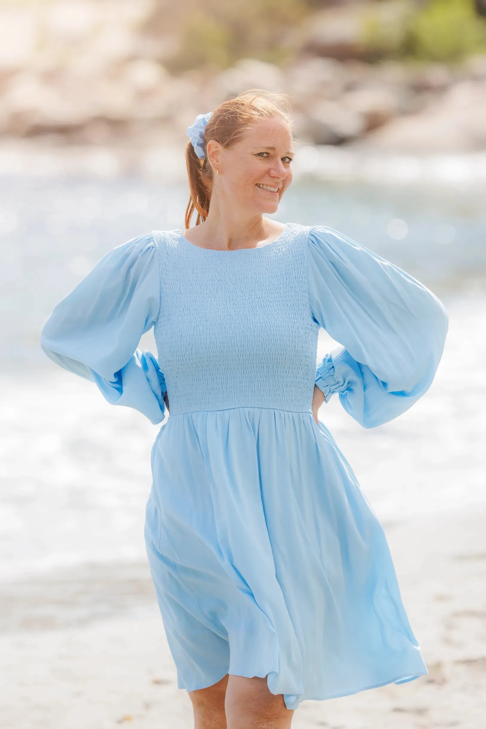 Anna Solid kjole - Airy Blue