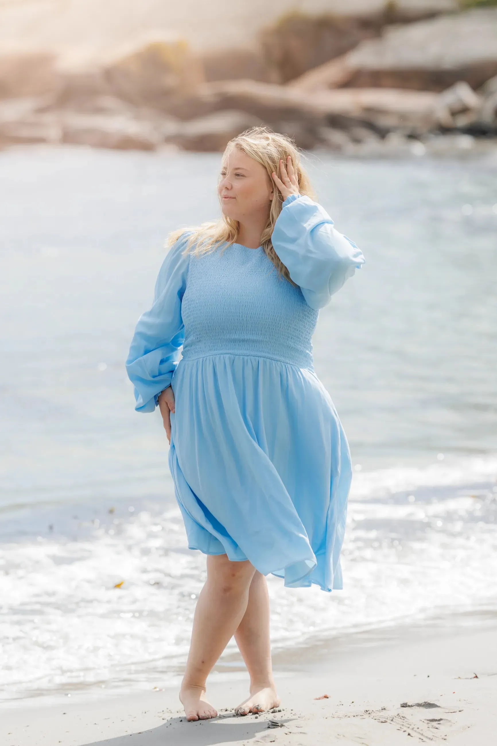 Anna Solid kjole - Airy Blue