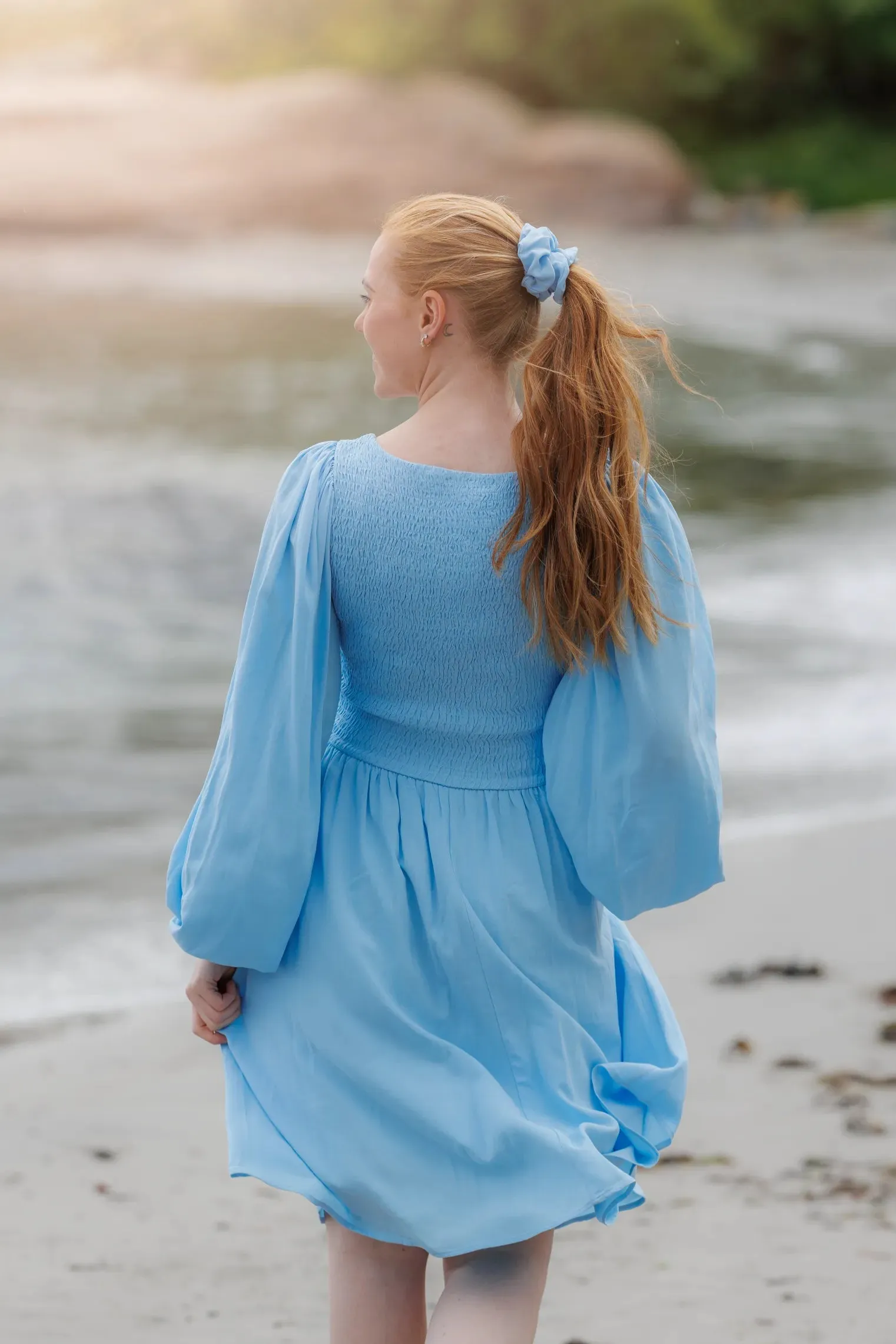 Anna Solid kjole - Airy Blue