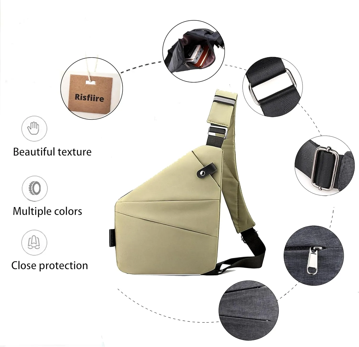 Anti Theft Travel Sling Bag - Slim Crossbody Hiking Shoulder Bag for Women & Men