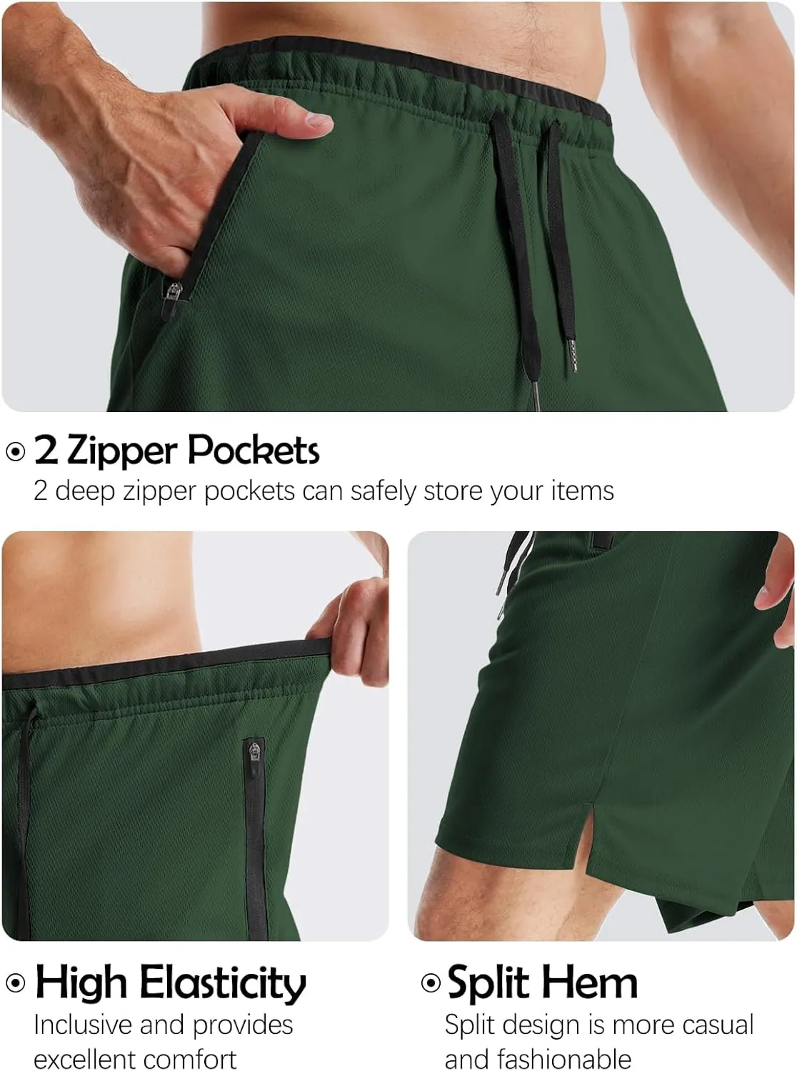 Aolesy Mens Workout Shorts 5"/7"/9" with Zip Pockets Quick Dry Lightweight Gym Athletic Shorts Linerless Running Shorts