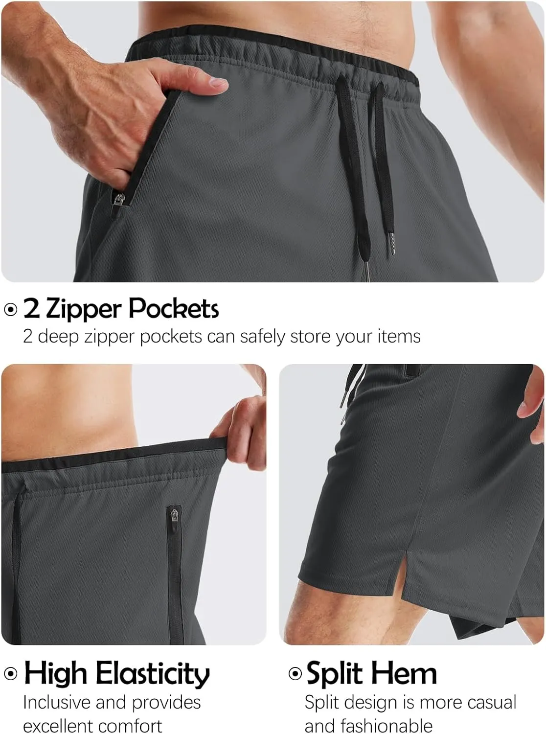 Aolesy Mens Workout Shorts 5"/7"/9" with Zip Pockets Quick Dry Lightweight Gym Athletic Shorts Linerless Running Shorts