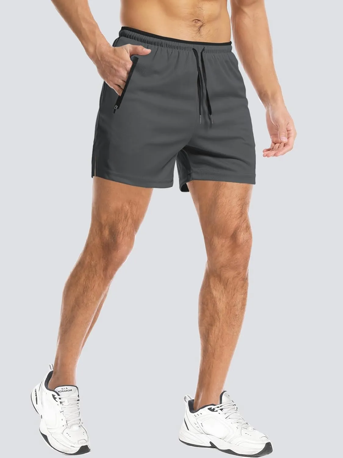 Aolesy Mens Workout Shorts 5"/7"/9" with Zip Pockets Quick Dry Lightweight Gym Athletic Shorts Linerless Running Shorts