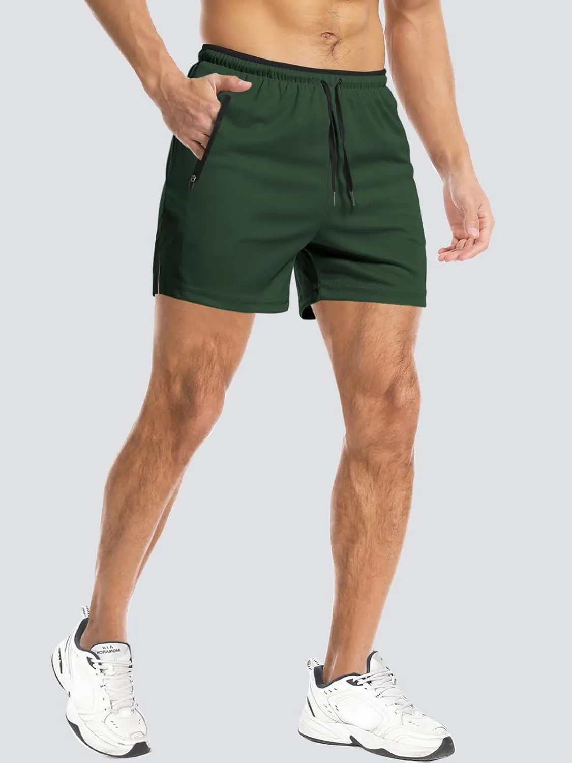 Aolesy Mens Workout Shorts 5"/7"/9" with Zip Pockets Quick Dry Lightweight Gym Athletic Shorts Linerless Running Shorts