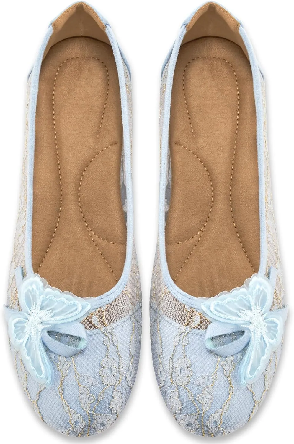 Aomigoct Ballet Flats Shoes for Women: Dress Comfortable Lace Womens Flats - Soft Casual Wedding Work Shoe
