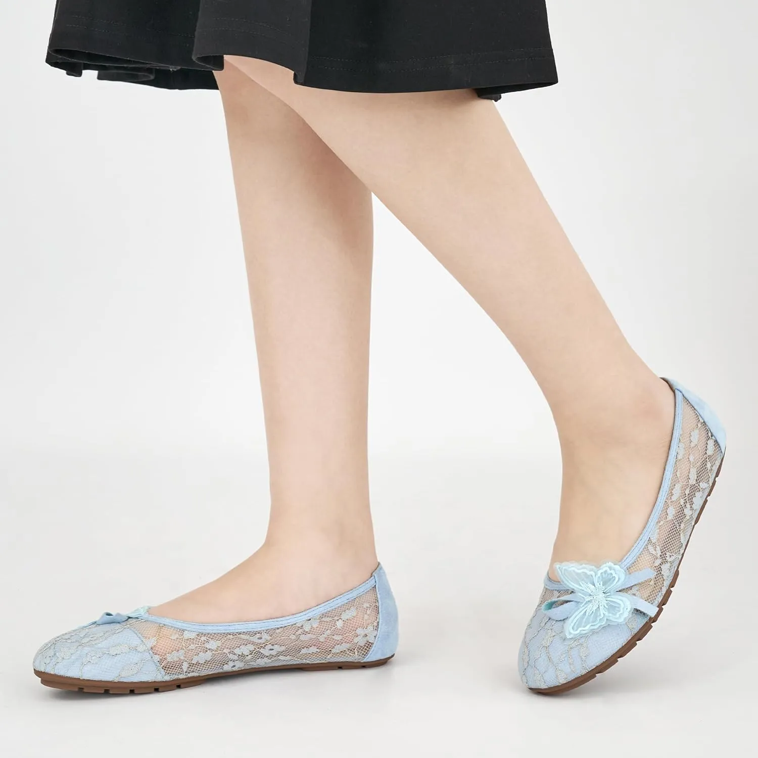 Aomigoct Ballet Flats Shoes for Women: Dress Comfortable Lace Womens Flats - Soft Casual Wedding Work Shoe