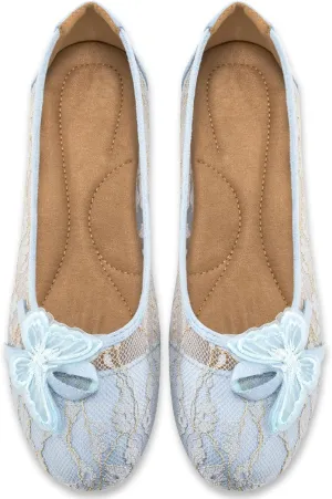 Aomigoct Ballet Flats Shoes for Women: Dress Comfortable Lace Womens Flats - Soft Casual Wedding Work Shoe