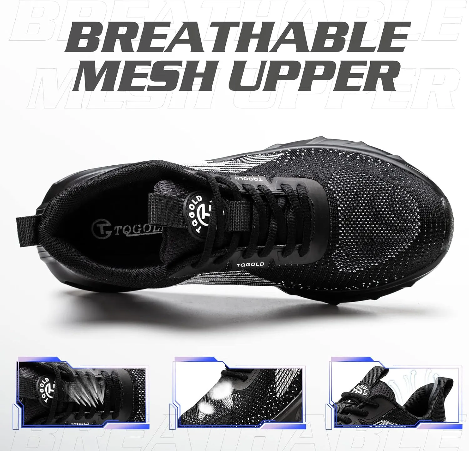 AONEGOLD Safety Shoes for Men Steel Toe Sneaker Work Shoes Lightweight Breathable Industrial Construction Puncture Proof Shoes