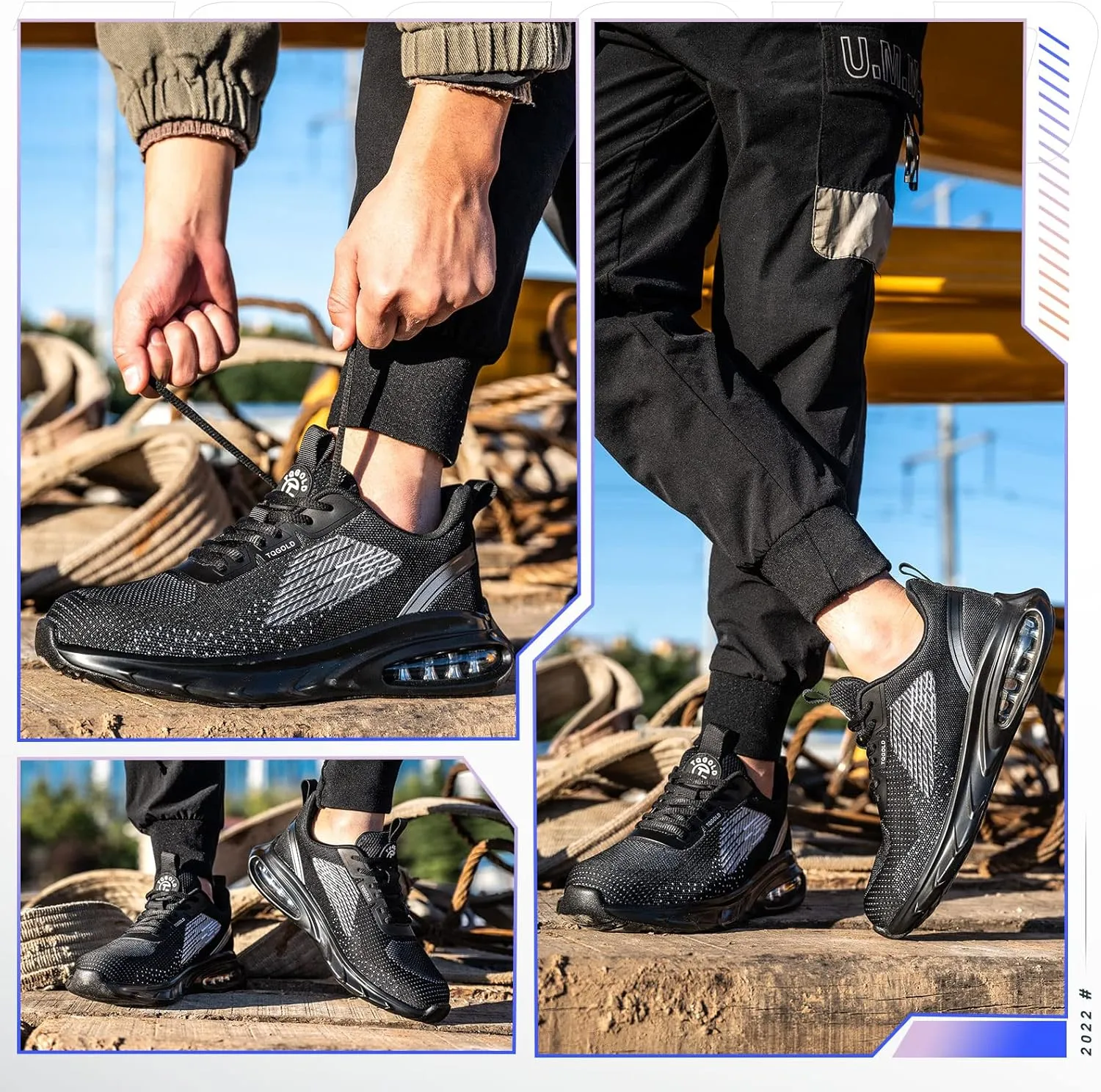 AONEGOLD Safety Shoes for Men Steel Toe Sneaker Work Shoes Lightweight Breathable Industrial Construction Puncture Proof Shoes