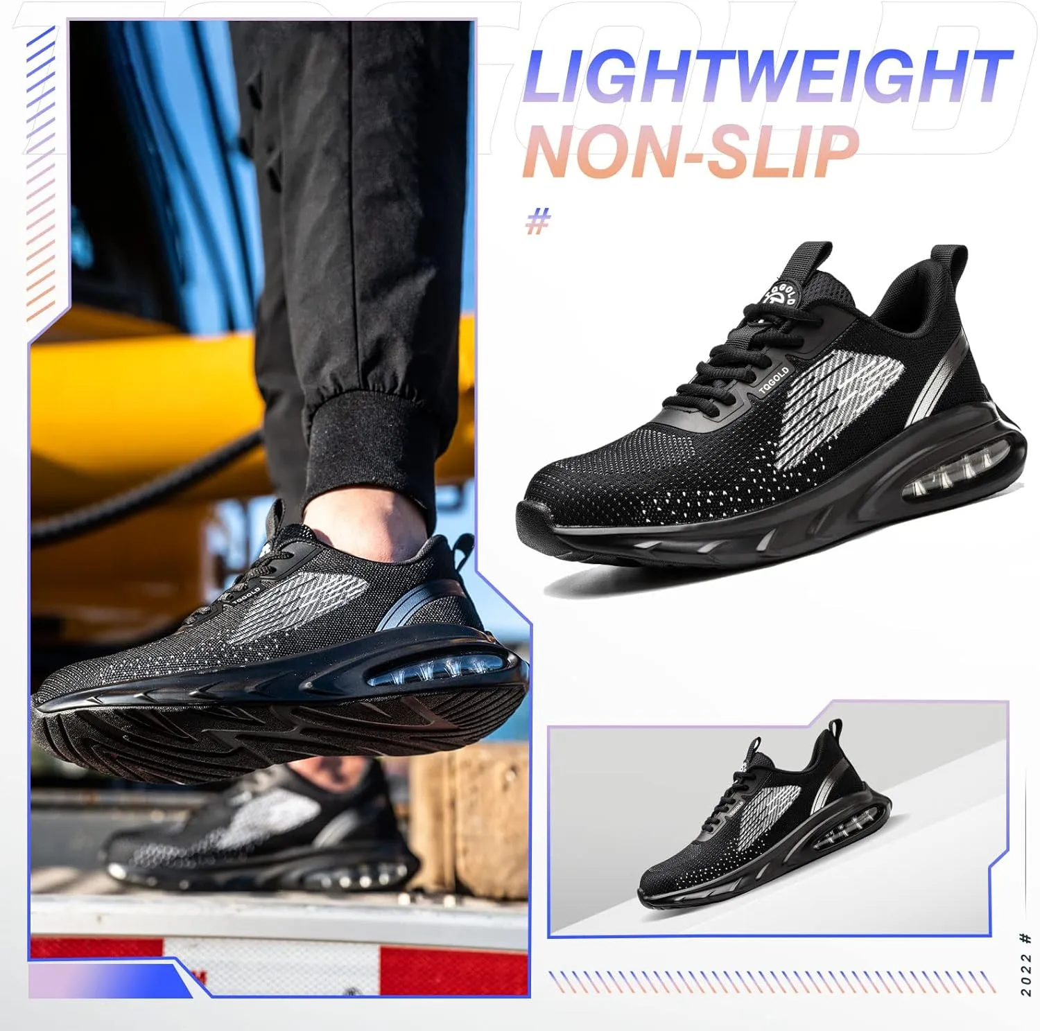 AONEGOLD Safety Shoes for Men Steel Toe Sneaker Work Shoes Lightweight Breathable Industrial Construction Puncture Proof Shoes
