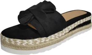 Arch Support Sandals for Women Slip on Bowknot Slides Comfortable Flat Sandals Flip Flops Roman Shoes Summer Boho Casual Sandal Breathable Platform Open Toe Mules Shoes
