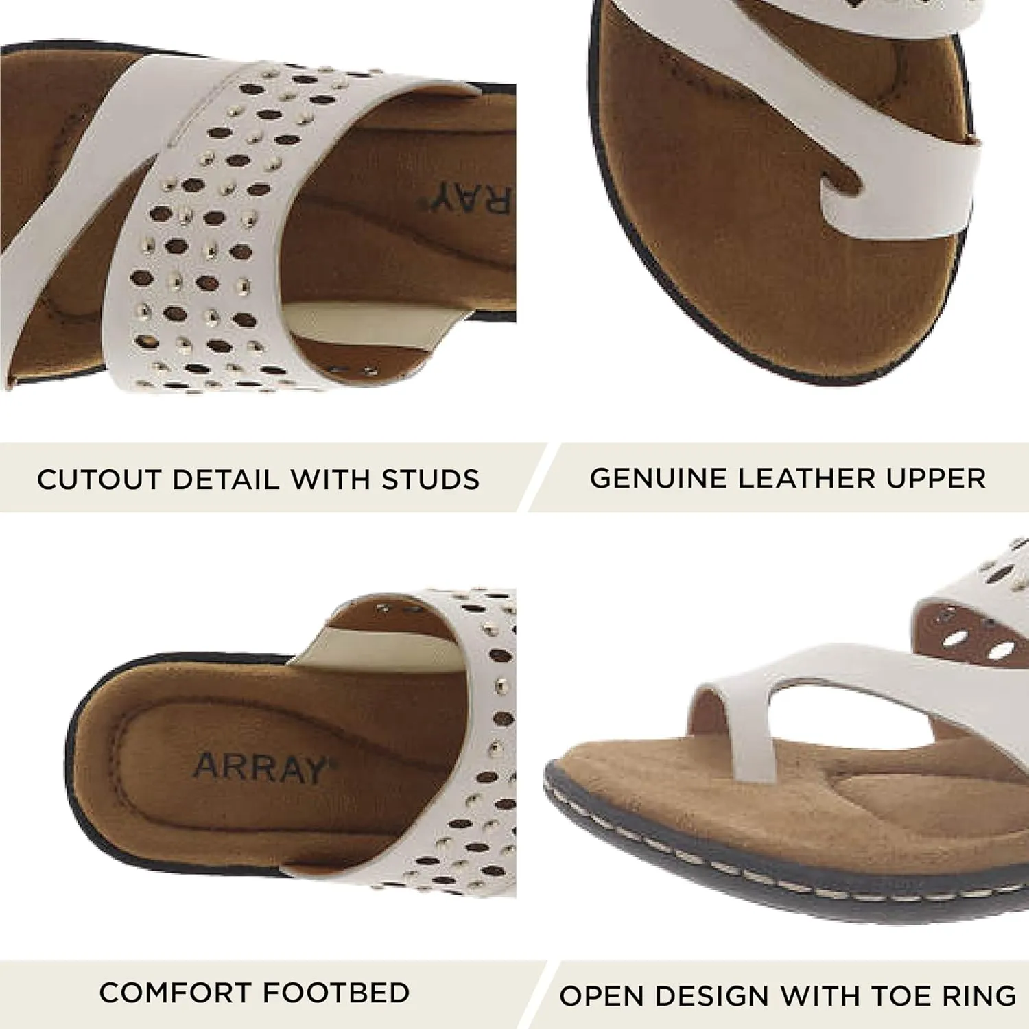 ARRAY Women's Catalina Leather Slip-On Sandal with Studs