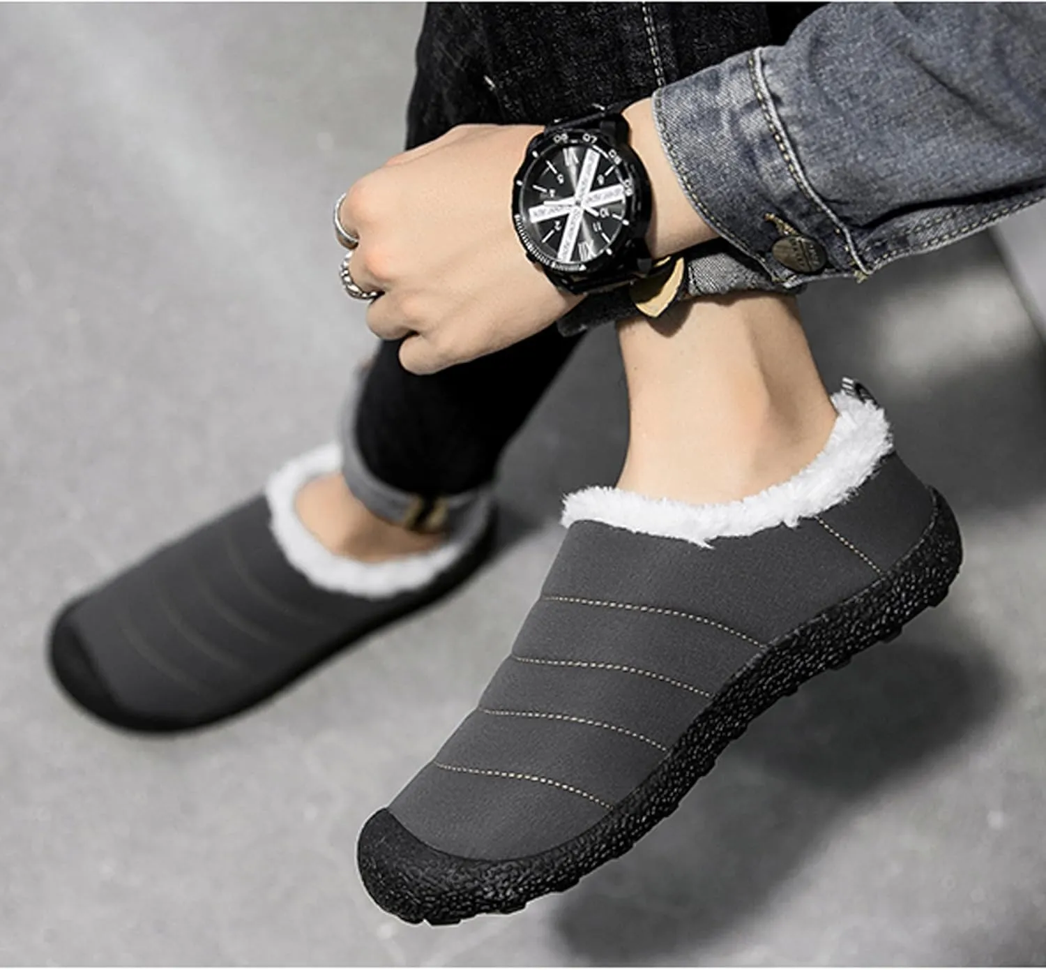 Asifn Mens Women Lightweight Bootie Slippers with Memory Foam Indoor Outdoor Warm House Shoes Waterproof Sport Lounge Camping Boots