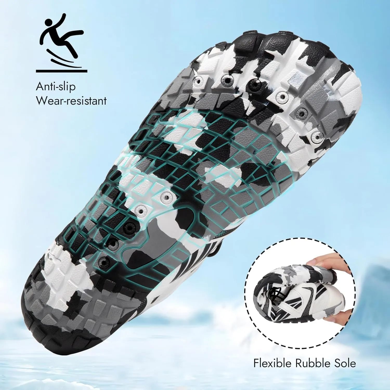 ATHMILE Water Shoes for Women Men Wide Toe Non-Slip Barefoot Aqua Beach Shoes Quick-Dry for Swimming Kayaking Lake Pool River Hiking Surfing Boating Fishing Diving Cruise Ship Essentials