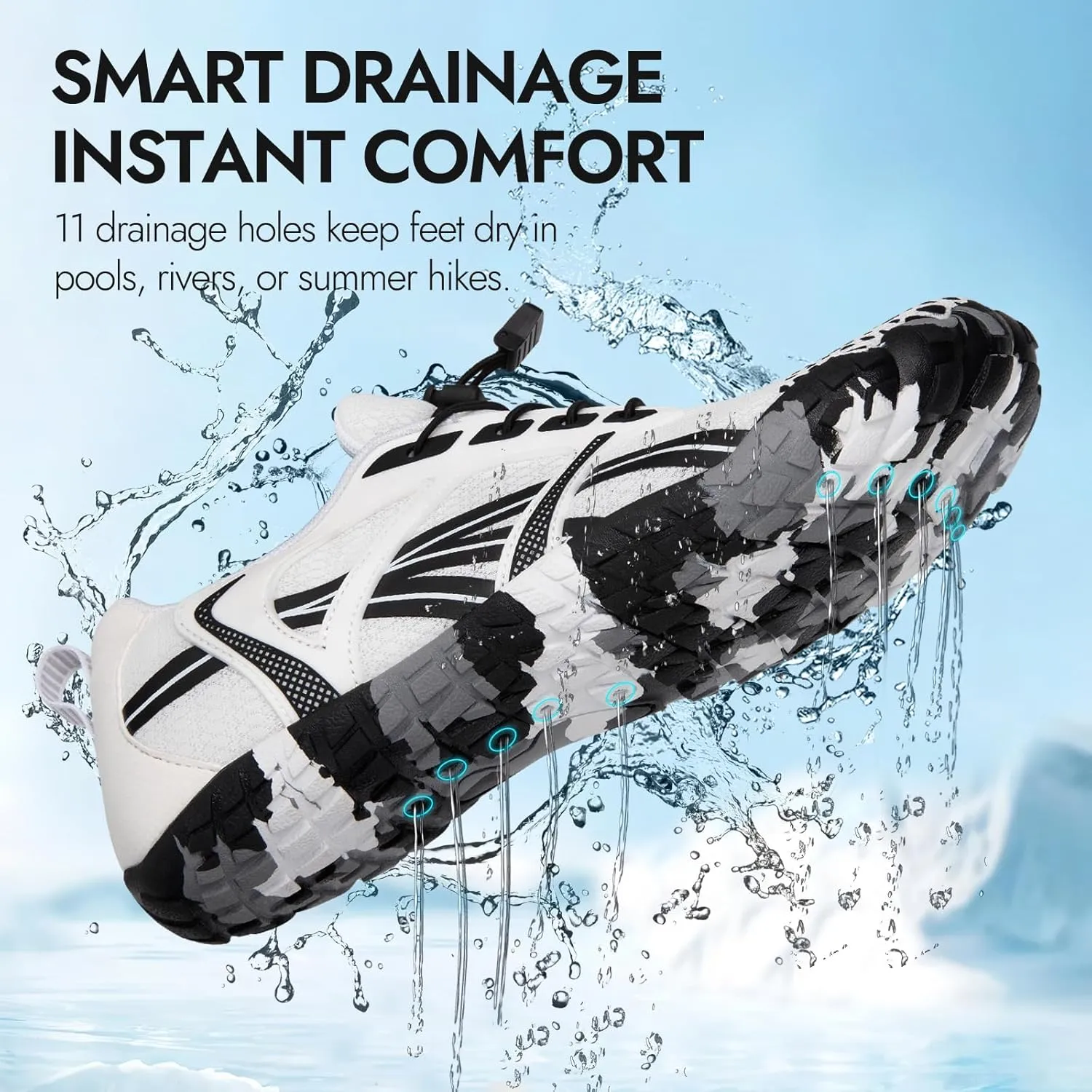 ATHMILE Water Shoes for Women Men Wide Toe Non-Slip Barefoot Aqua Beach Shoes Quick-Dry for Swimming Kayaking Lake Pool River Hiking Surfing Boating Fishing Diving Cruise Ship Essentials
