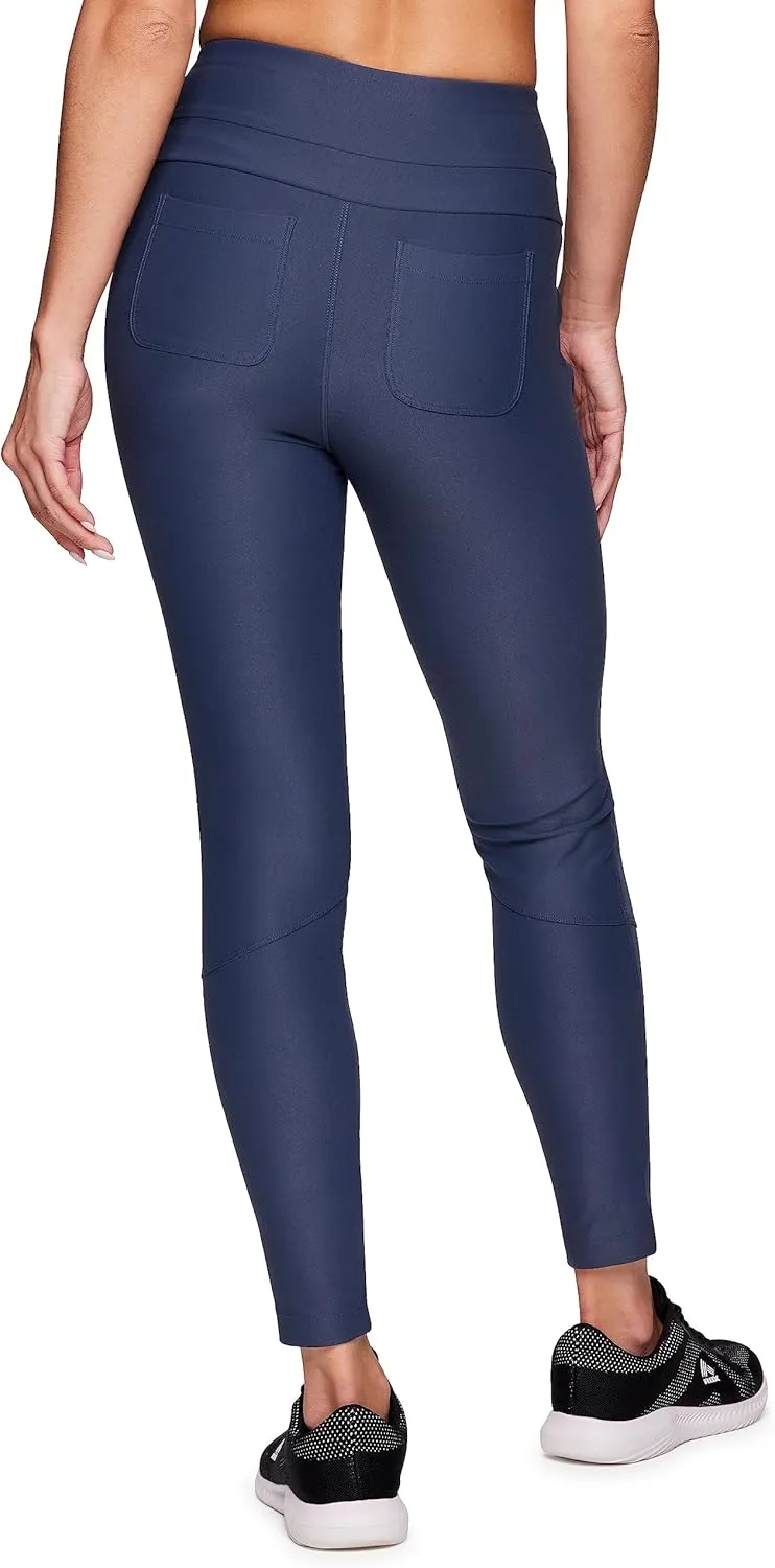 Avalanche Women's Combo Stretch Woven Front Knit Slim Fit Pant with Pockets