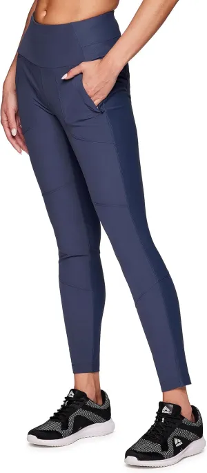 Avalanche Women's Combo Stretch Woven Front Knit Slim Fit Pant with Pockets