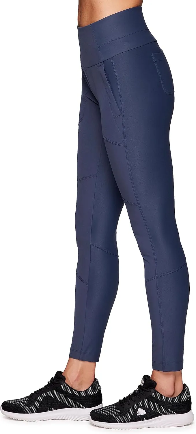 Avalanche Women's Combo Stretch Woven Front Knit Slim Fit Pant with Pockets