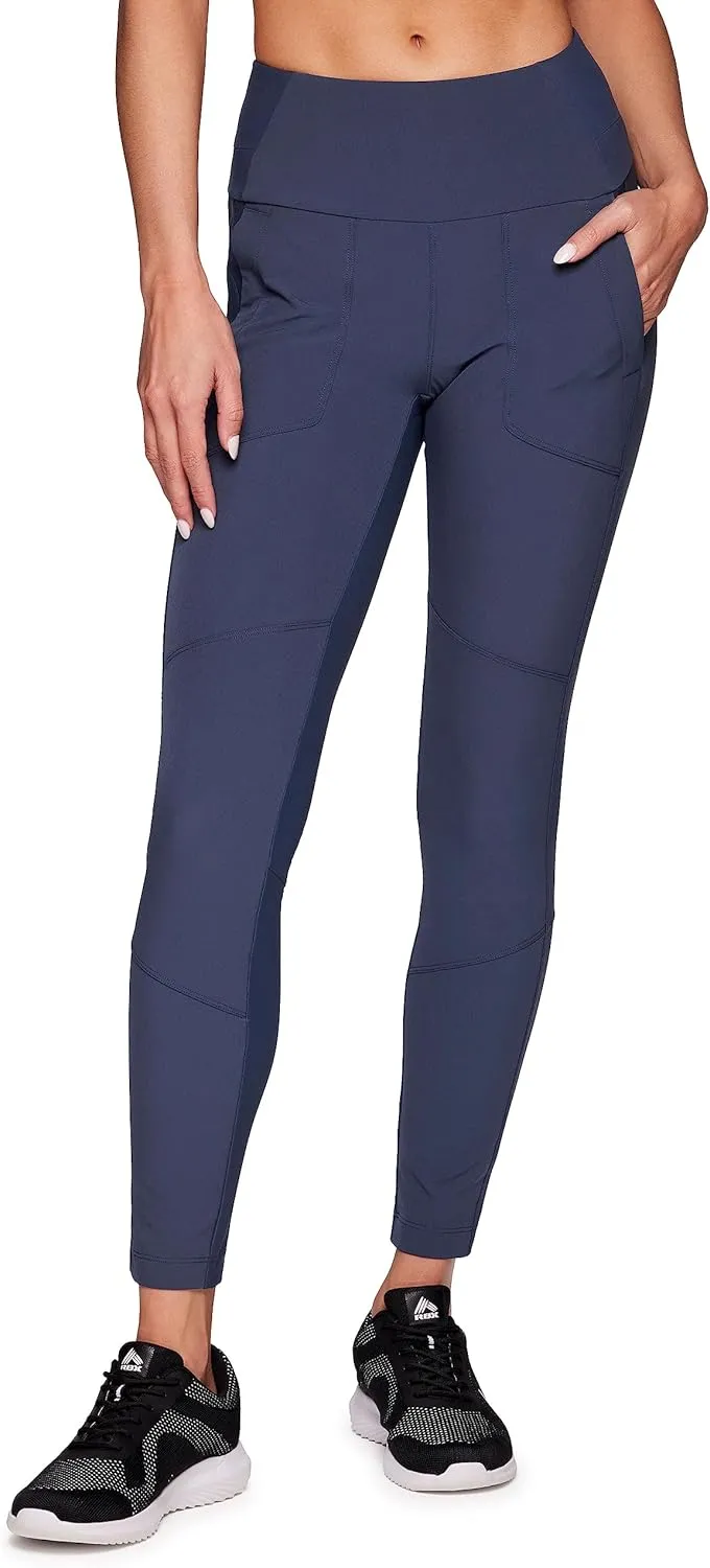 Avalanche Women's Combo Stretch Woven Front Knit Slim Fit Pant with Pockets