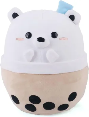 Avocatt Polar Bear Boba Plushie - 10 Inches Ice Bubble Milk Tea Asian Comfort Food Soft Plush Toy Stuffed Animal - Kawaii Cute Japanese Anime Style Gift