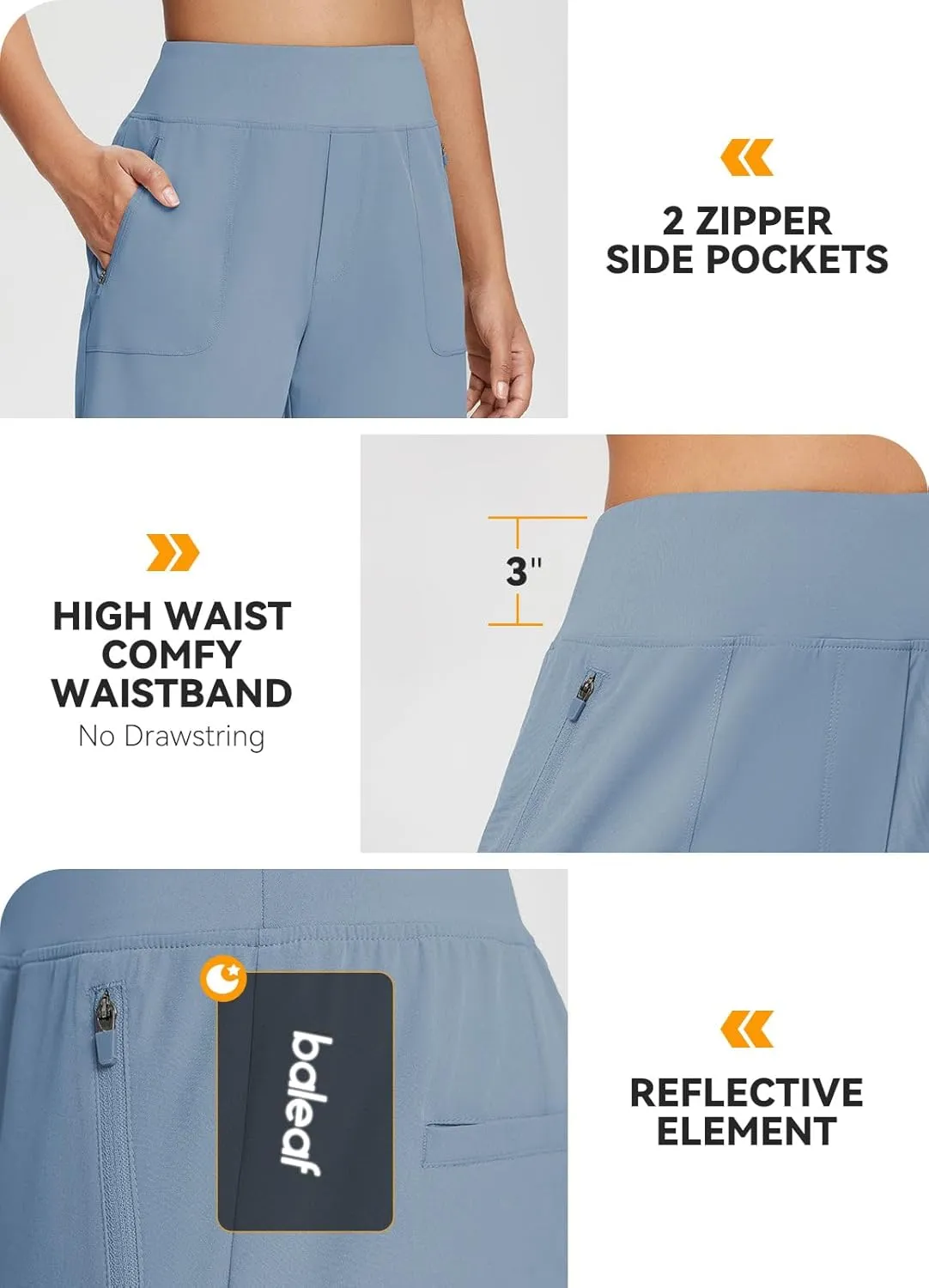 baleaf 7'' Long Athletic Shorts for Women Running High Waisted Quick Dry Workout Bermuda Soft Zipper Pockets UPF 50 