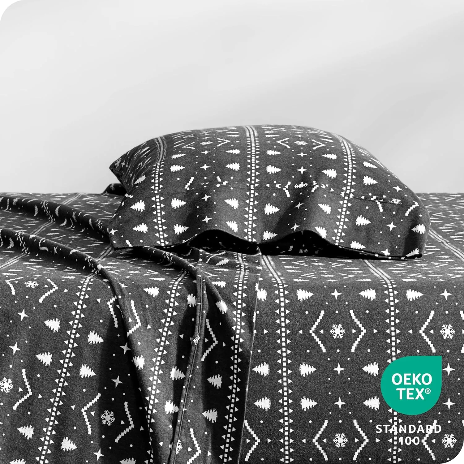Bare Home Flannel Sheet Set Prints, 100% Cotton, Velvety Soft Heavyweight - Double Brushed Flannel for Extra Softness & Comfort - Deep Pocket - Bed Sheets (Twin, Winter Alpine)