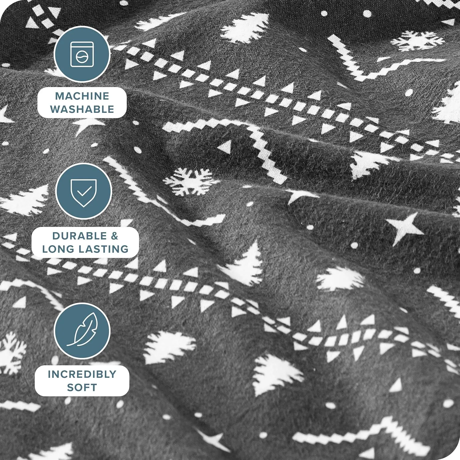 Bare Home Flannel Sheet Set Prints, 100% Cotton, Velvety Soft Heavyweight - Double Brushed Flannel for Extra Softness & Comfort - Deep Pocket - Bed Sheets (Twin, Winter Alpine)