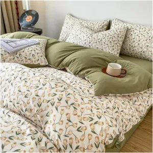 Bedding Set Soft Fall/Winter Thickened Duvet Cover Sheet Pillowcase Full Size Queen Size Duvet Cover Set,All Season Comforter,B,Twin 3pcs