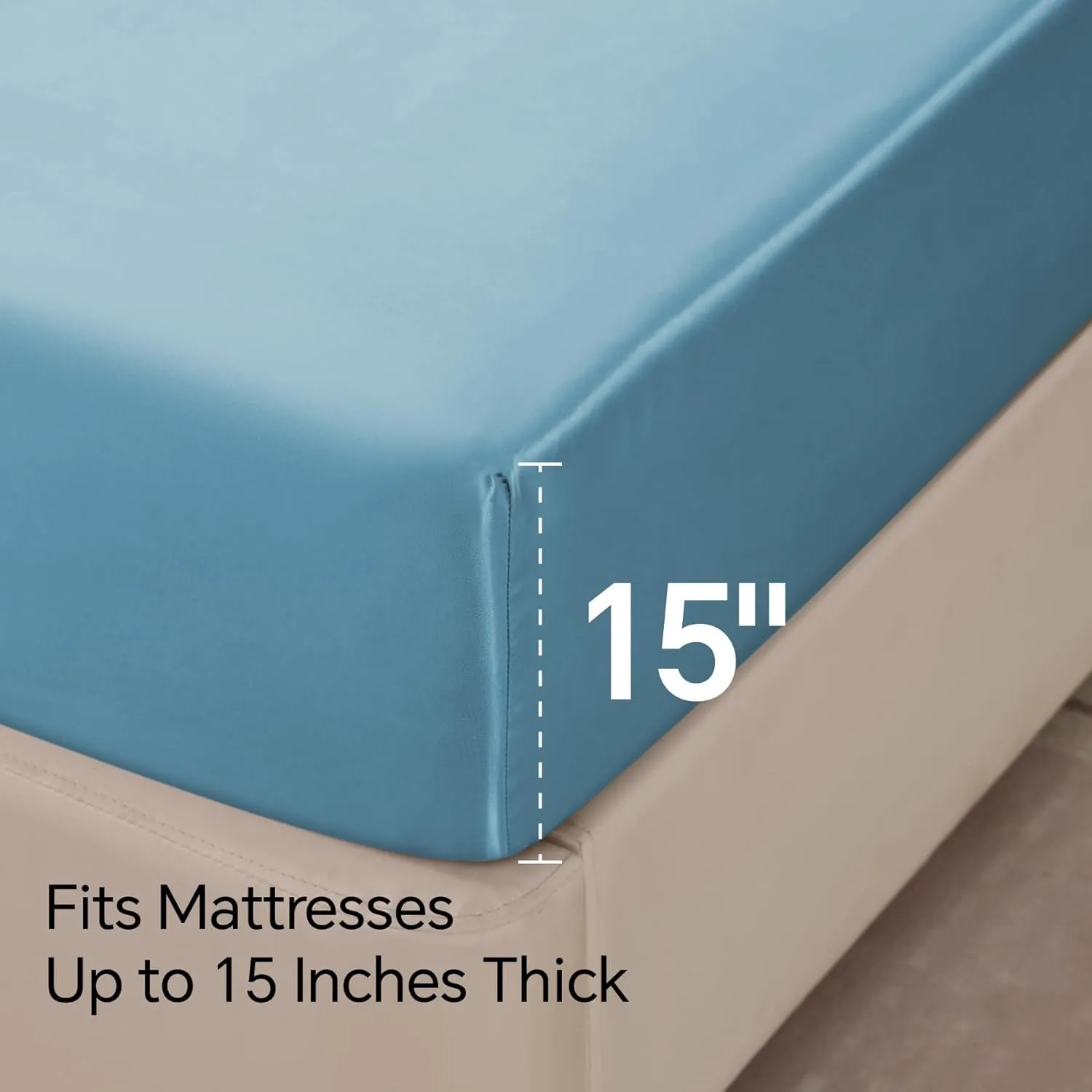BEDELITE Satin Sheets Queen Size Bed Set, Luxury Soft Airy Blue Silky Sheets for Hair and Skin, Similar to Silk Bed Sheets Set 4 Pieces with 1 Deep Pocket Fitted Sheet, 1 Flat Sheet, and 2 Pillowcases