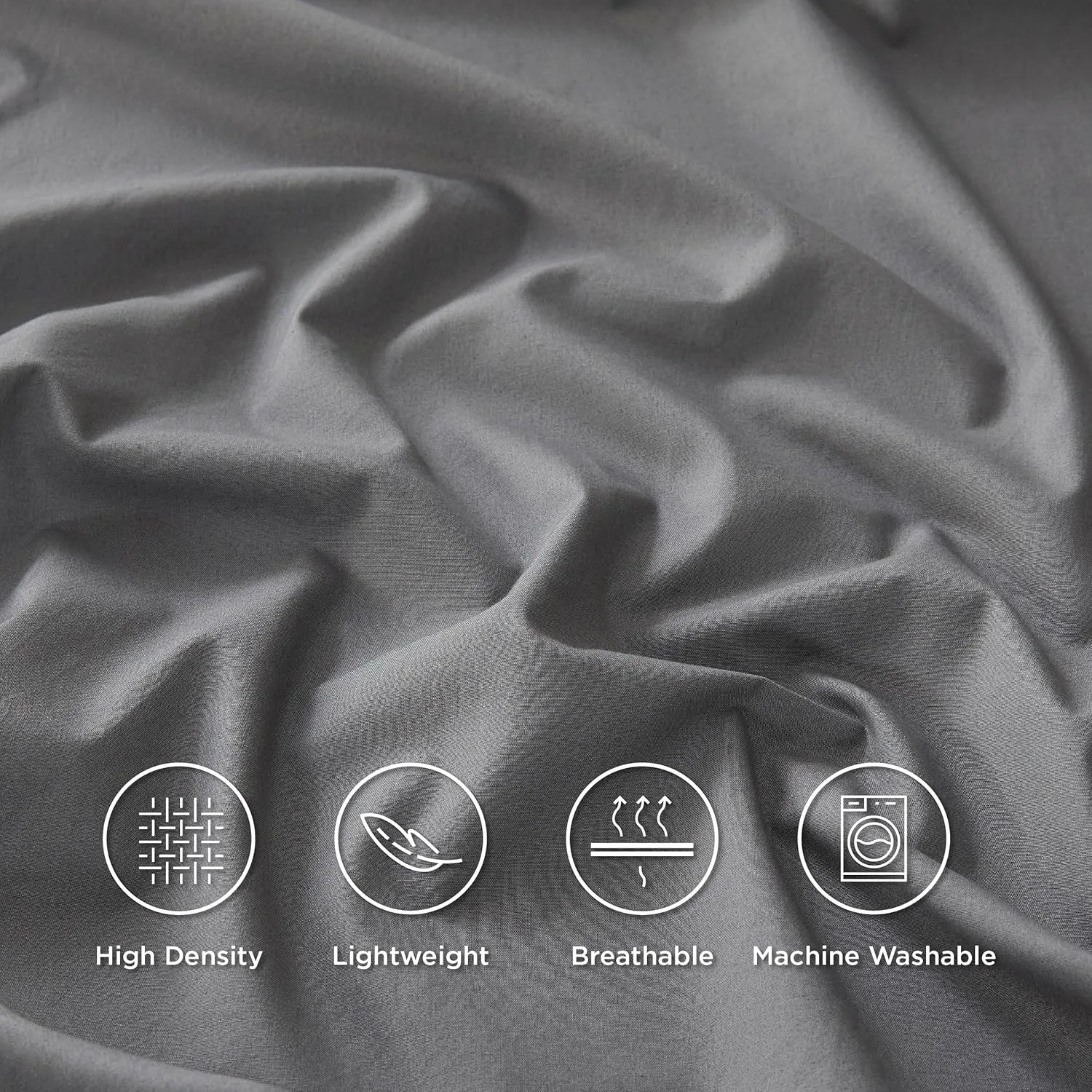 Bedsure 100% Cotton Percale Sheets Queen Size, Queen Sheet Set with Deep Pocket Up to 16 Inches, Breathable & Crirsp Soft, Bedsheet & Pillowcase Sets, 4 Pieces, Grey