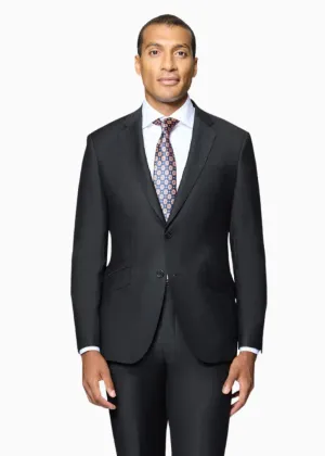 Bergamo Elegant - Faille Wool Solid Suit Slim - Black