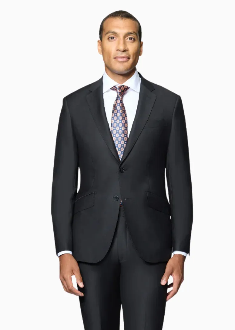 Bergamo Elegant - Faille Wool Solid Suit Slim - Black