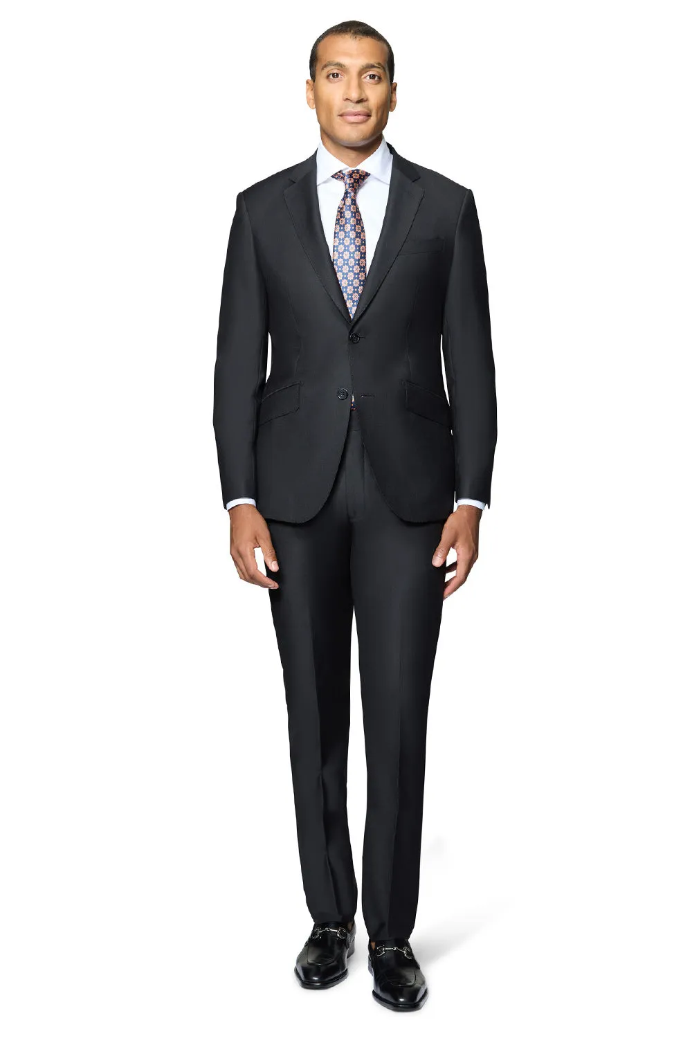 Bergamo Elegant - Faille Wool Solid Suit Slim - Black