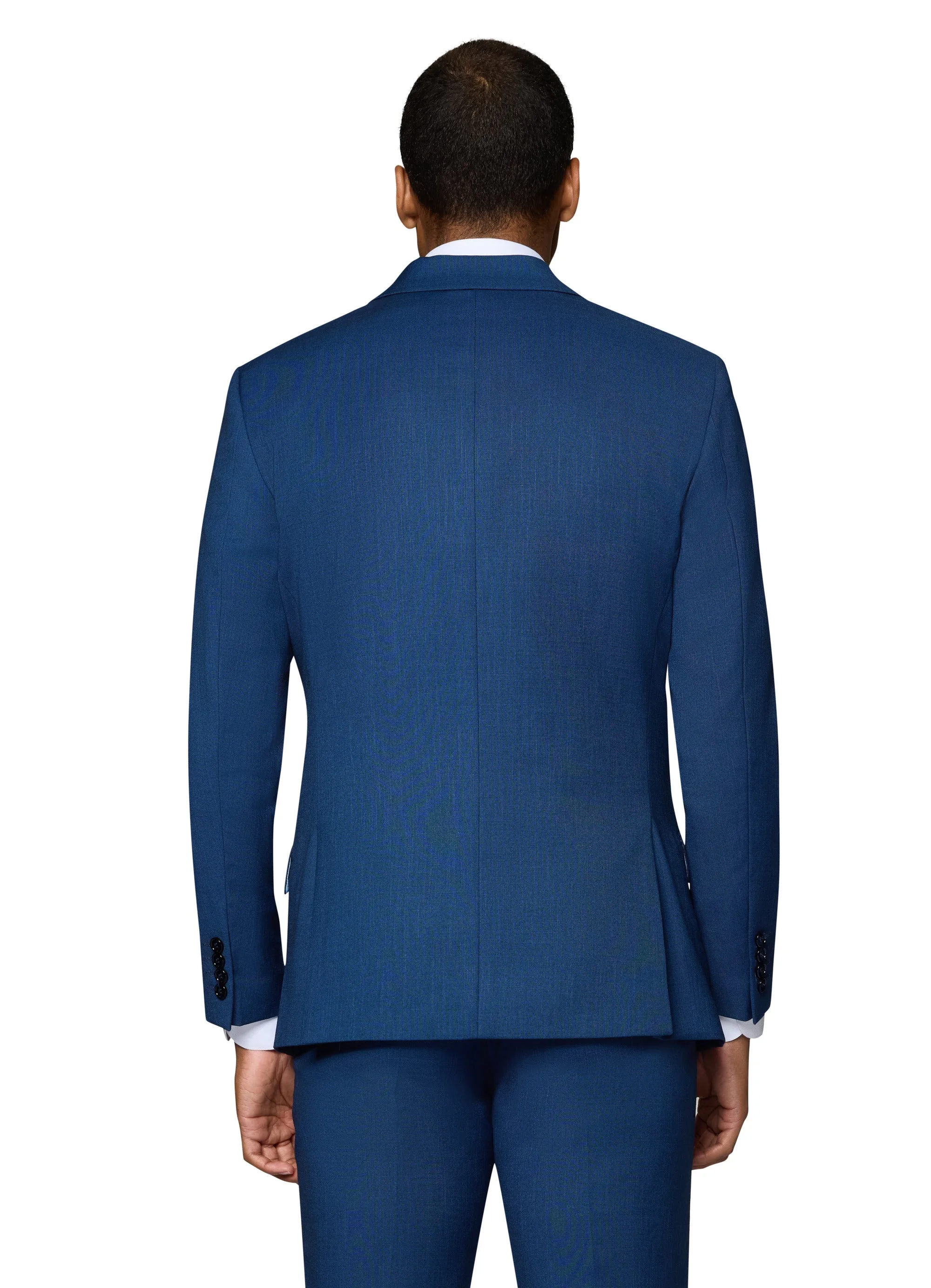 Bergamo Orange Sharkskin Vested Slim Fit New Blue Suit