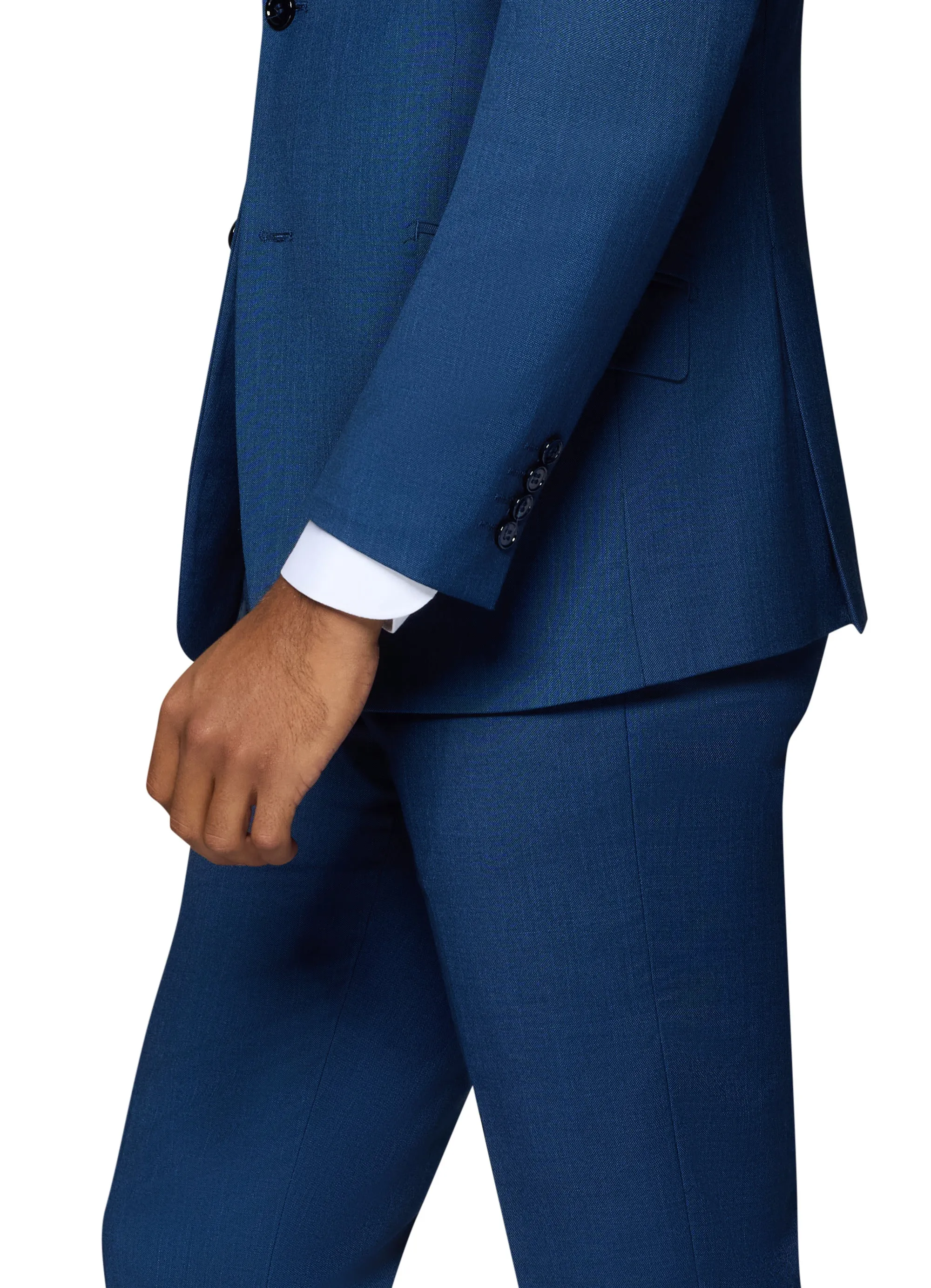 Bergamo Orange Sharkskin Vested Slim Fit New Blue Suit