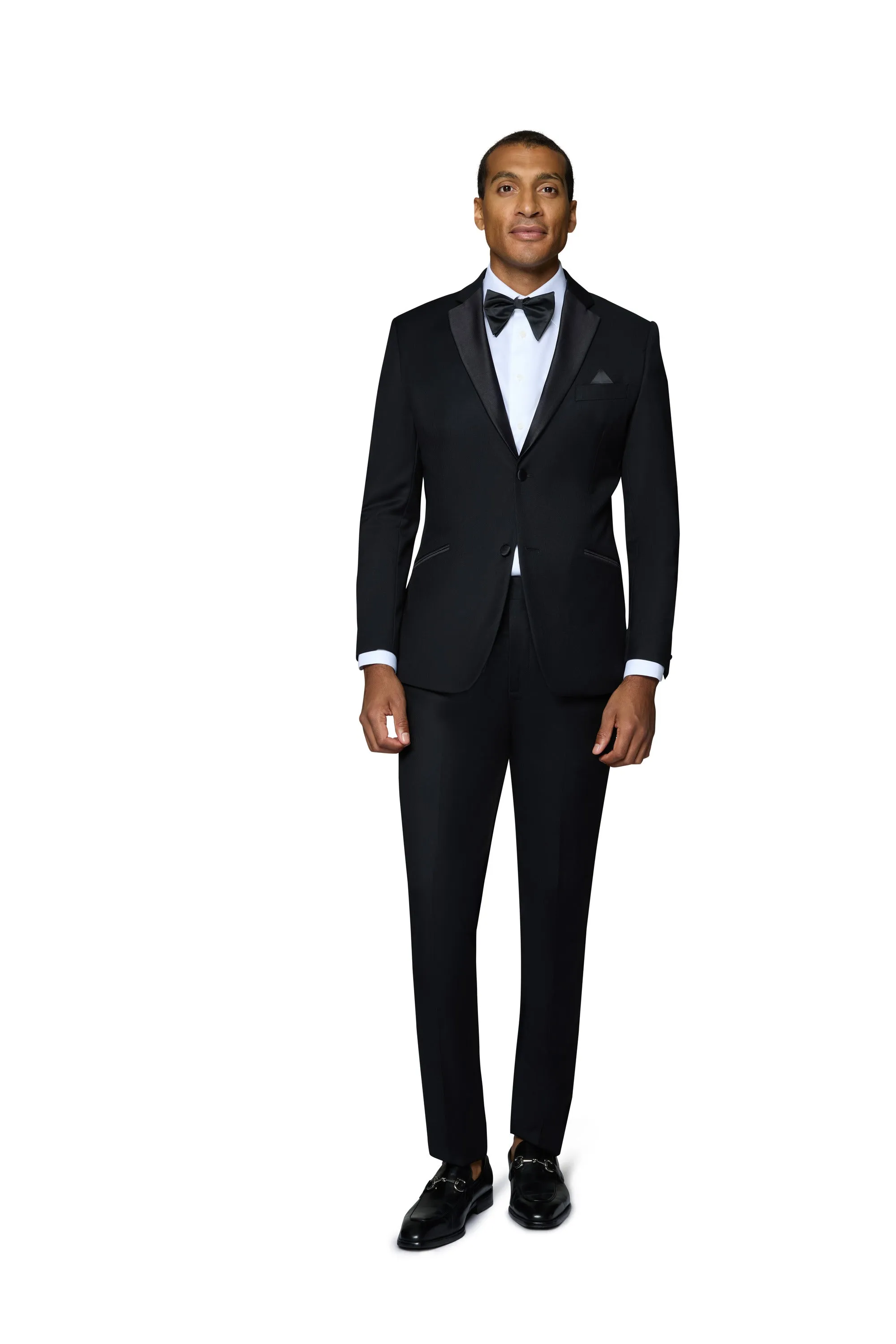 Bergamo Orange Solid Black Notch Tuxedo Slim Fit