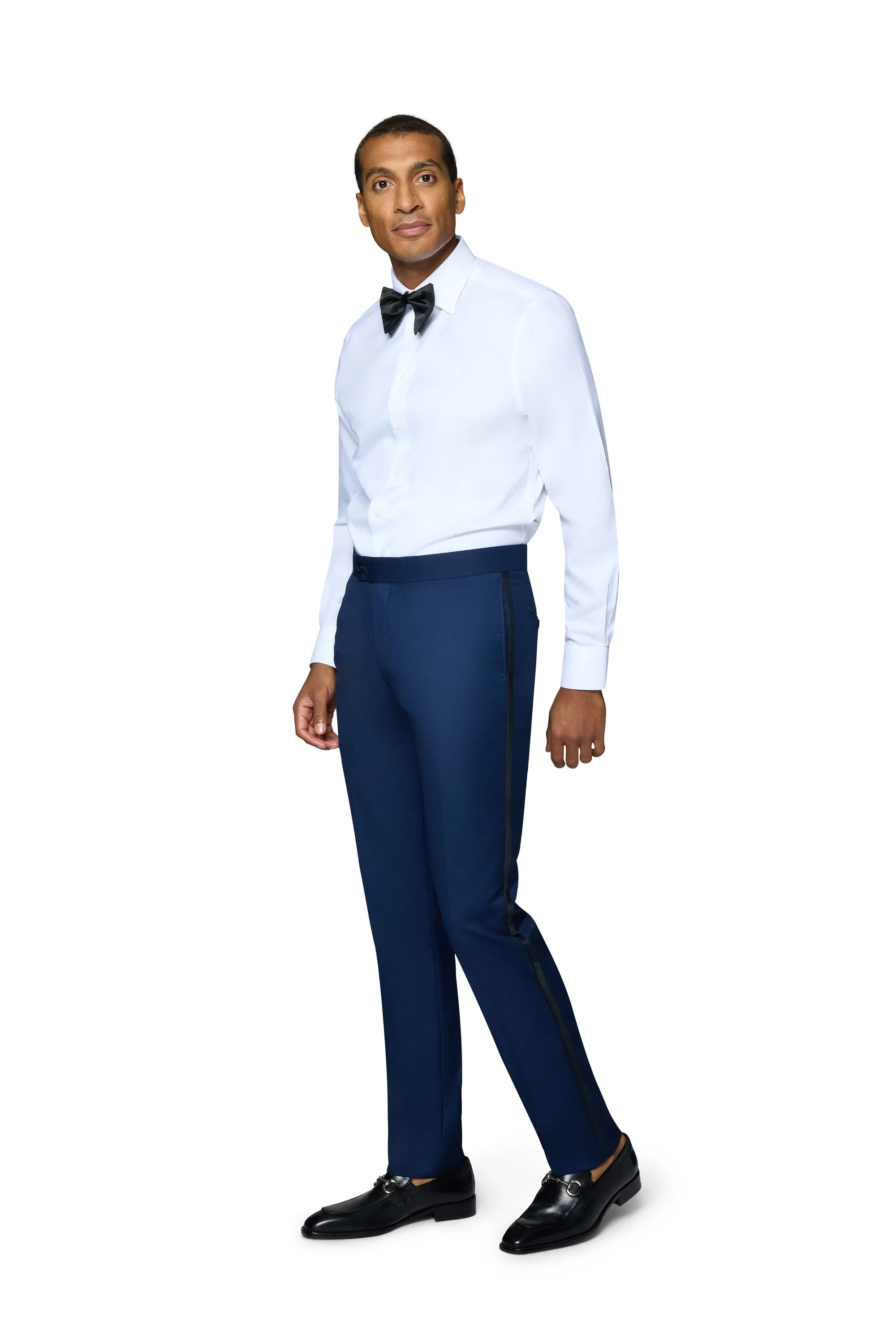 Bergamo Orange Solid New Blue Shawl Tuxedo Slim Fit
