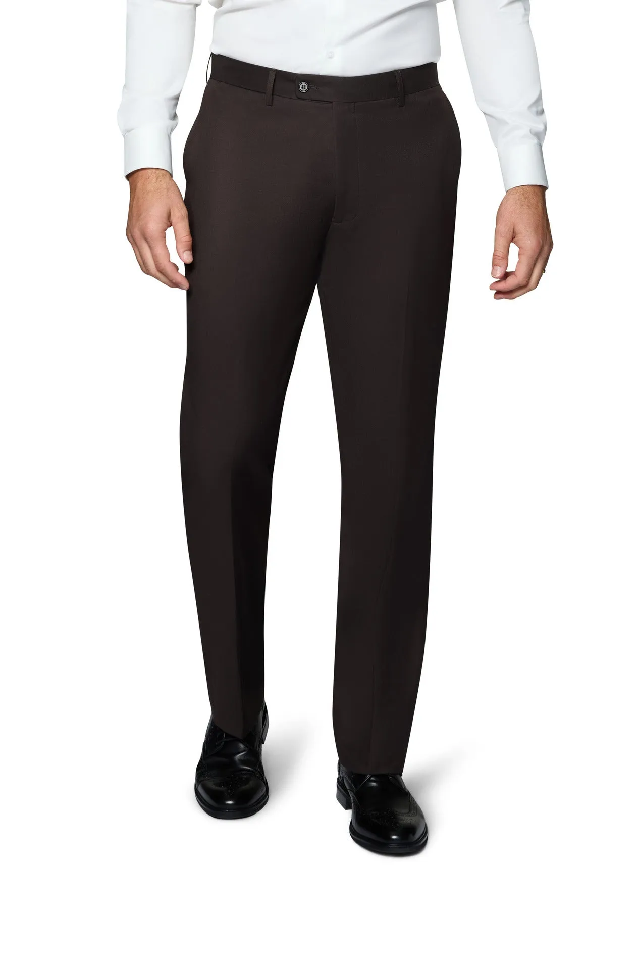 Bergamo Orange Vested Solid Dark Brown Slim Fit