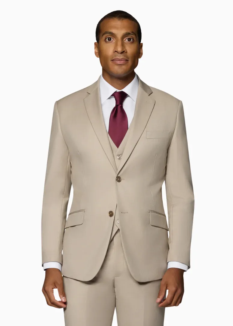 Bergamo Orange Vested Solid Tan Slim Fit