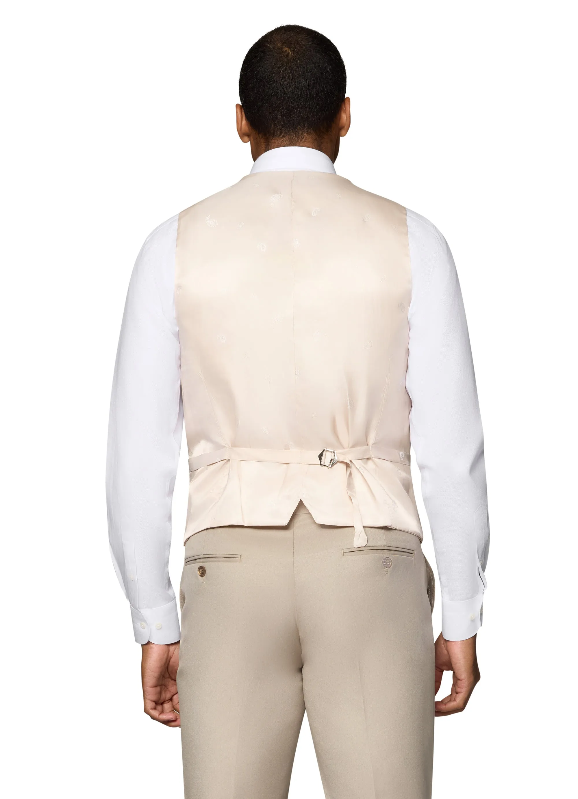 Bergamo Orange Vested Solid Tan Slim Fit