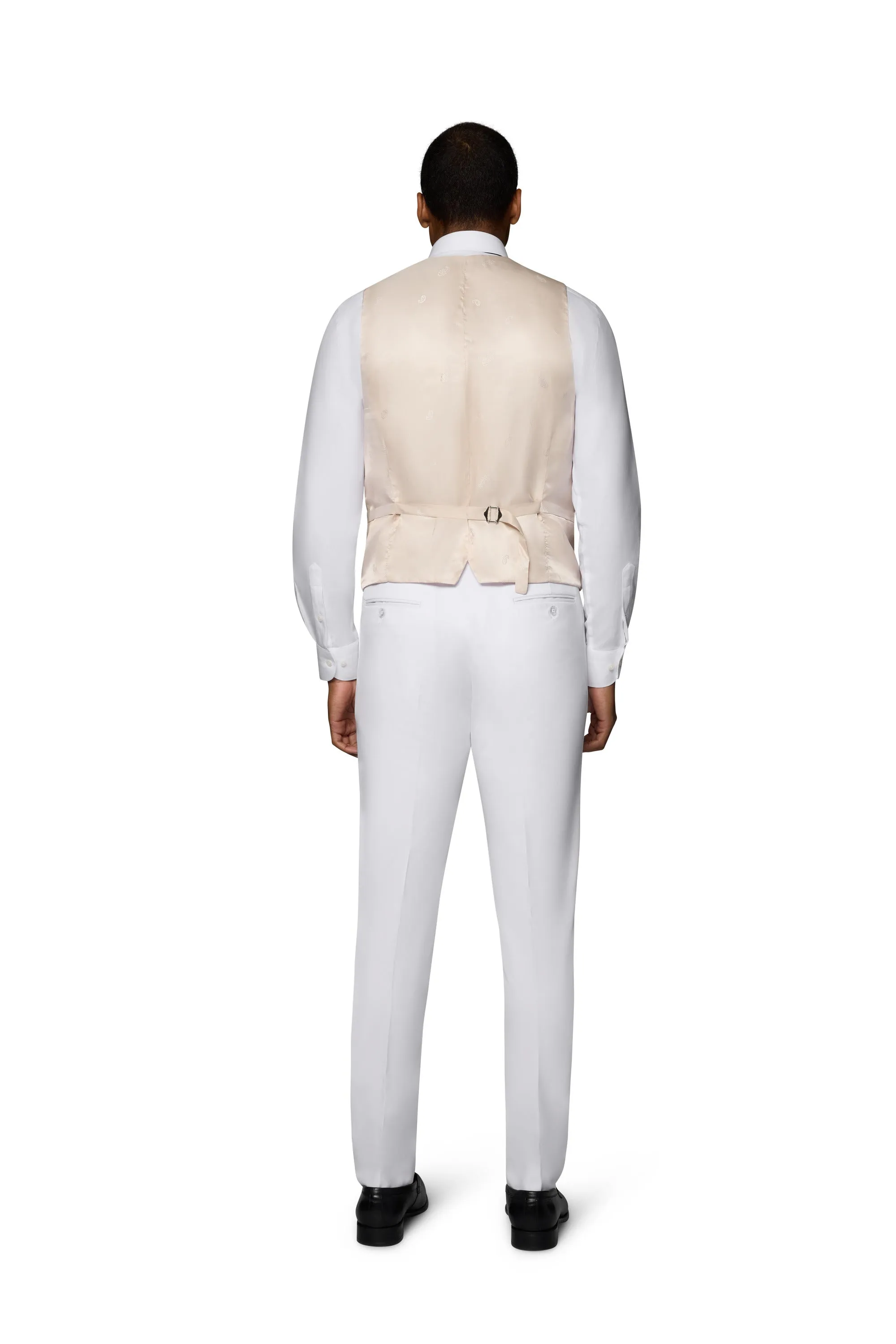 Bergamo Orange Vested Solid White Slim Fit